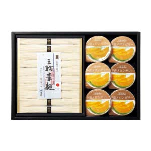 麦坐&シャーベリアス 三輪素麺 夕張メロンゼリー詰合せ【夏の贈りもの・お中元】[DYM-30T]