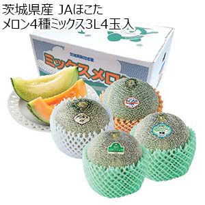 茨城県 JAほこた メロン4種ミックス3L4玉入(アンデス1玉、クインシー1玉、イバラキング1玉、なだろうグリーン1玉)【お届け期間：5月15日〜6月30日】【KN】