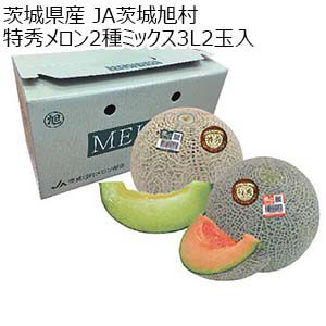 茨城県 JA茨城旭村 特秀メロン2種ミックス3Lサイズ2玉入り(アンデス1玉、クインシー1玉)【お届け期間：5月15日〜6月30日】【KN】