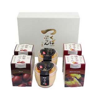 茨城県 ふじ屋 つくばぷりん「ゴールド・焼き芋・和栗」セット(ゴールド×2個/焼き芋×2個/和栗×2個)【KN】