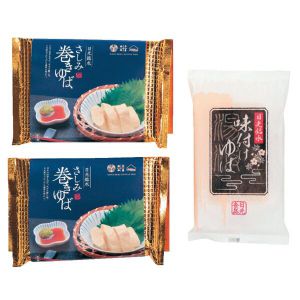 栃木県 日光食品 日光銘水さしみ巻ゆば・味付ゆばセット さしみ巻ゆば2本、たれ50g1個Ｘ2、味付ゆば6個入Ｘ1【お届け期間：4月25日〜6月15日】【KN】
