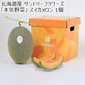 北海道産 サントリーフラワーズ「本気野菜」 スイカメロン 1.60〜2.66kg 1個【お届け期間：7月20日〜8月31日】【おいしいお取り寄せ】