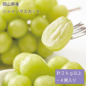 岡山県産 シャインマスカット 計2kg以上・4房入り【お届け期間:9月1日〜10月10日】【NN】